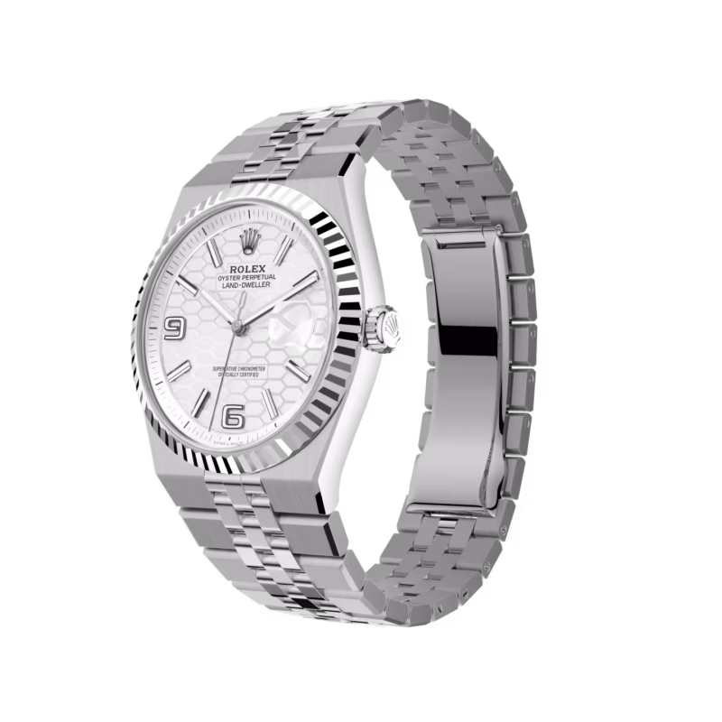 Rolex Land-Dweller 40 M127334-0001 Oystersteel White Dial Honeycomb Pattern Watch - Image 2