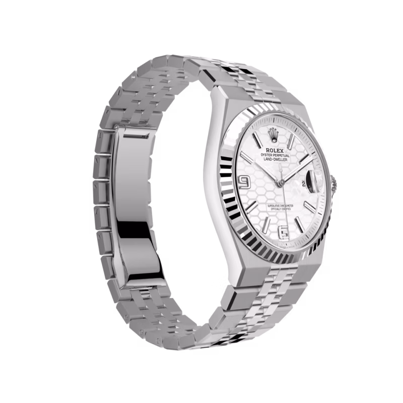 Rolex Land-Dweller 40 M127334-0001 Oystersteel White Dial Honeycomb Pattern Watch - Image 6