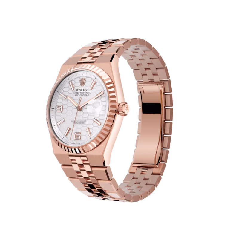 Rolex Land-Dweller 36 M127235-0001 Everose Gold White Lacquer Dial Roman Numerals Jubilee Bracelet - Image 2