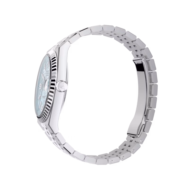 Rolex Land-Dweller 40 M127336-0001 Platinum 40mm Ice Blue Dial Radial Motif Roman Numerals Fluted Bezel President Bracelet - Image 5