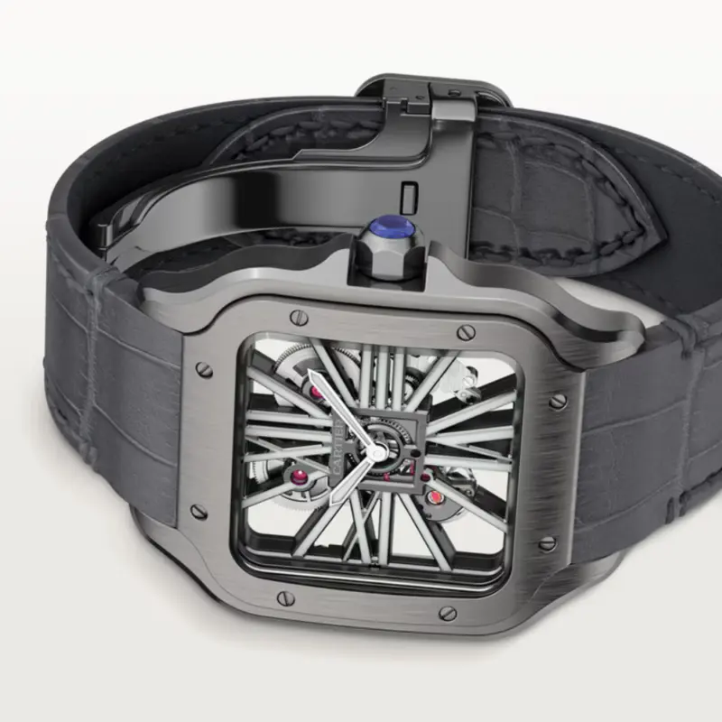 Santos de Cartier Large Skeleton Black ADLC - Image 4