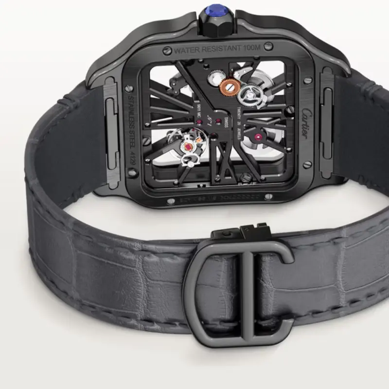 Santos de Cartier Large Skeleton Black ADLC - Image 5