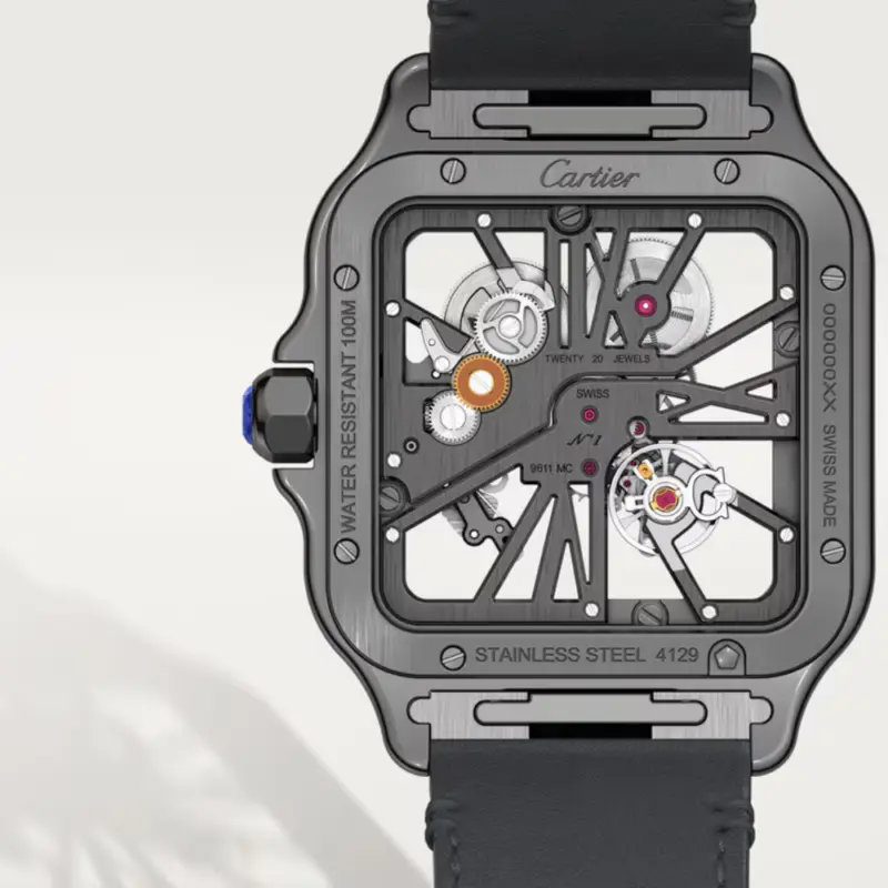 Santos de Cartier Large Skeleton Black ADLC - Image 2